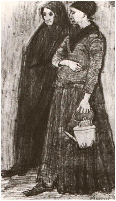 Sien Pregnant, Walking with Older Woman by Vincent van Gogh